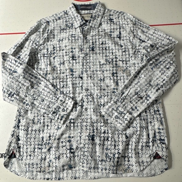 Robert Graham Button Down Shirt, Blue White Diamond 2XL - Picture 1 of 10